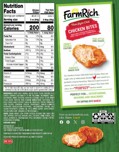 Farm Rich Sweet Thai Style Chili Sauced Chicken Bites Perspective: left