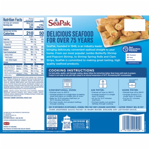 SeaPak Crunchy Shrimp Spring Rolls with Sweet Chili Sauce Perspective: left