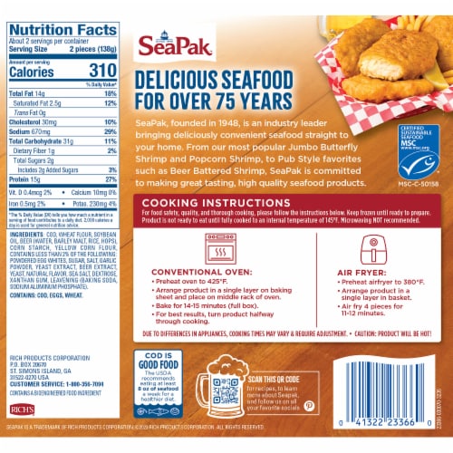 SeaPak Beer Battered Frozen Cod Perspective: left