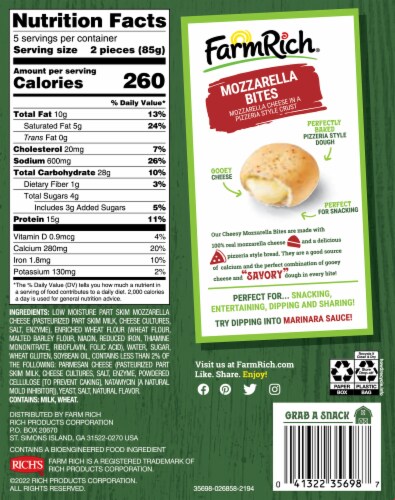 Farm Rich® Frozen Mozzarella Bites Perspective: left