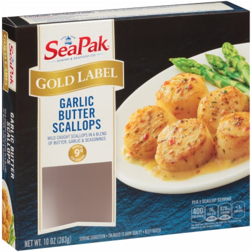 SeaPak™ Gold Label Garlic Butter Scallops Perspective: left