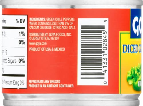 Goya Fire Roasted Diced Green Chiles Perspective: left