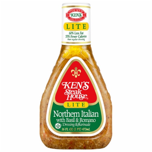 Ken's Steak House Lite Northern Italian with Basil& Romano Salad Dressing & Marinade Perspective: left
