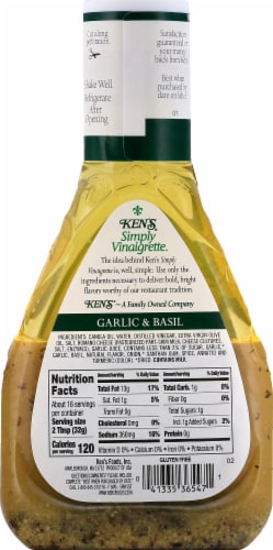 Ken's Steak House Simply Vinaigrette Garlic & Basil Salad Dressing Perspective: left