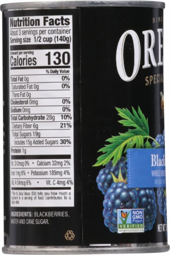 Oregon™ Fruit Blackberries in Light Syrup Perspective: left