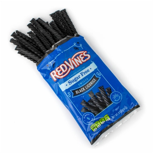 Red Vines Sugar Free Black Licorice Candy Twists Perspective: left