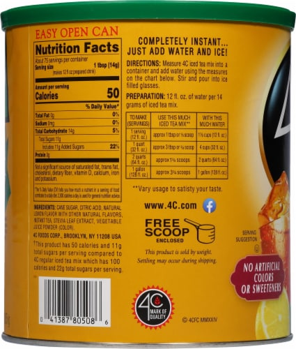4C® Reduced Sugar Lemon Iced Tea Mix Perspective: left