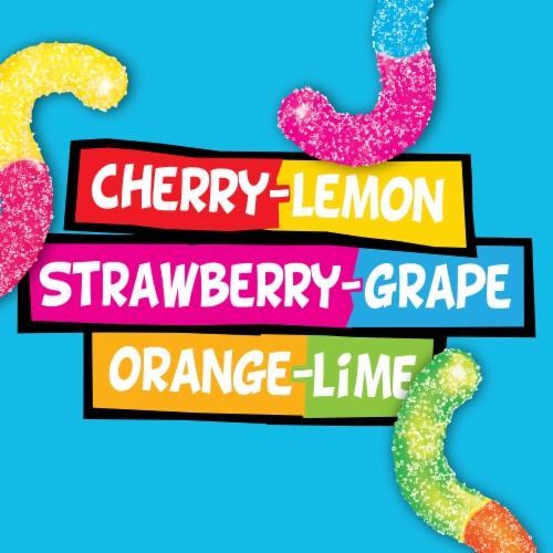 Trolli Sour Brite Crawlers Sweet and Sour Gummy Worm Candy Bag Perspective: left