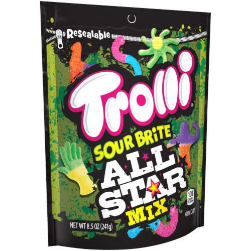 Trolli Sour Brite All Star Mix Gummy Candy Perspective: left
