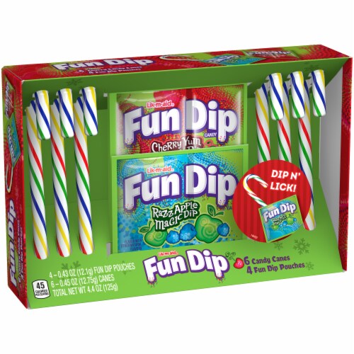 Brach's Cherry Candy Canes with Fun Dip Pouches Perspective: left