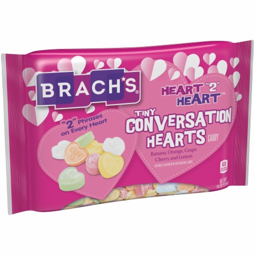 Brach's Heart 2 Heart Tiny Conversation Hearts Candy Valentine Perspective: left
