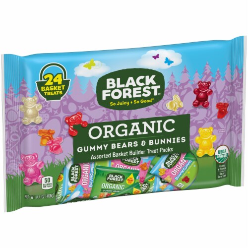 Black Forest® Organic Gummy Bears & Bunnies Assorted Basket Builder Treat Packs Perspective: left