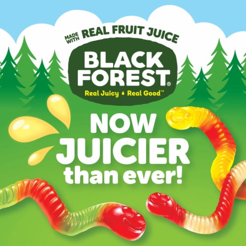 Black Forest Gummy Fruit Flavor Worms Resealable Bag Perspective: left