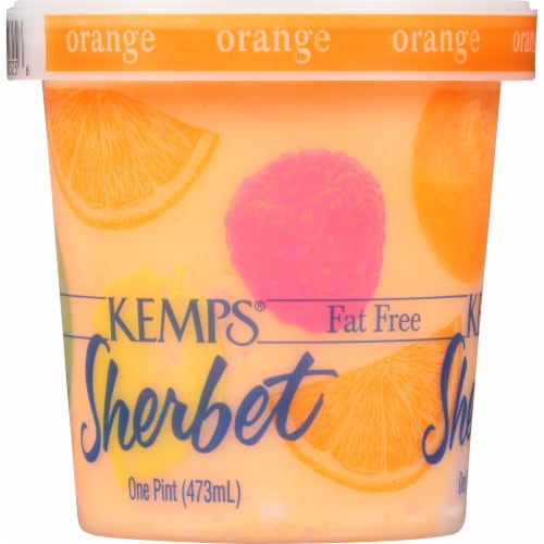 Kemps Fat Free Orange Sherbet Pint Perspective: left