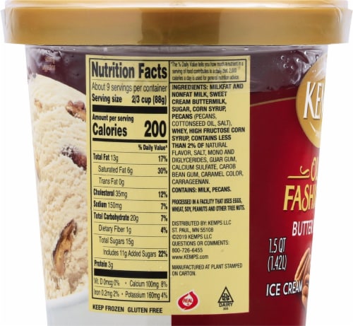 Kemps® Old Fashioned Butter Pecan Ice Cream Tub Perspective: left