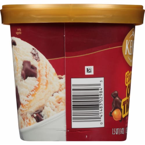Kemps Caramel Cow Tracks Ice Cream Tub Perspective: left