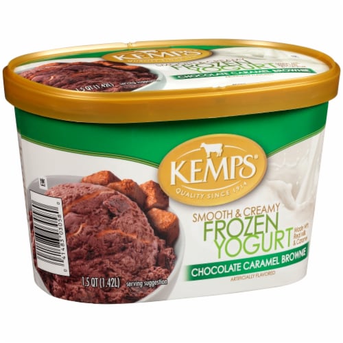 Kemps Chocolate Caramel Brownie Frozen Yogurt Perspective: left
