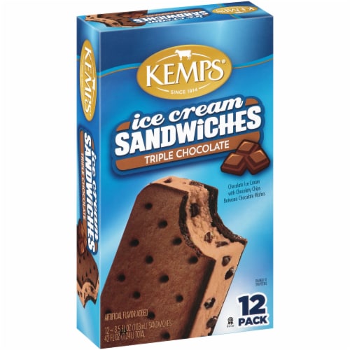 Kemps Triple Chocolate Ice Cream Sandwiches Perspective: left