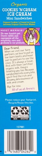 Annie's™ Organic Cookies 'N Cream Ice Cream Mini Sandwiches Perspective: left