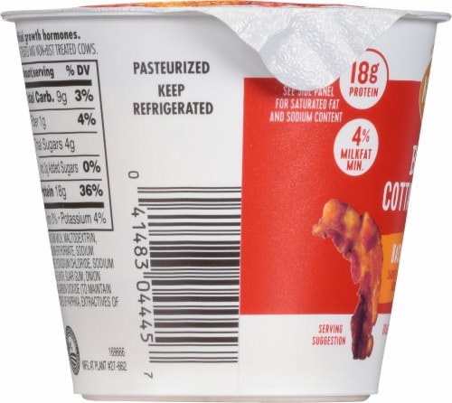 Kemps Bold Bacon Cheddar 4% Cottage Cheese Perspective: left