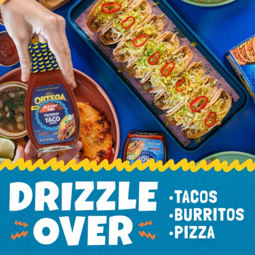 Ortega Blazin' Fire Taco Sauce, Original Hot Taco Sauce, Kosher Perspective: left