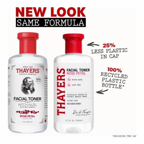Thayers Natural Remedies Witch Hazel Toner Alcohol Free with Rose Petal Perspective: left