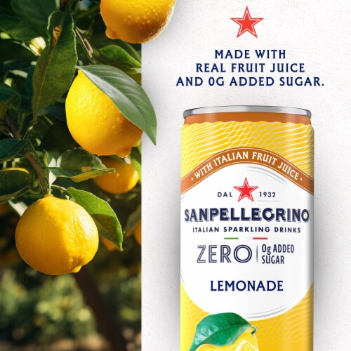 Sanpellegrino Italian Sparkling Drink Zero Sugar Lemonade Beverage Perspective: left