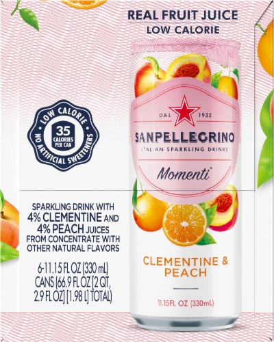 Sanpellegrino Momenti Clementine & Peach Italian Sparkling Drink Perspective: left