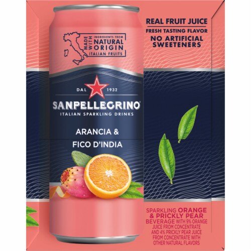 Sanpelledrino® Orange & Prickly Pear Italian Sparkling Drink Perspective: left