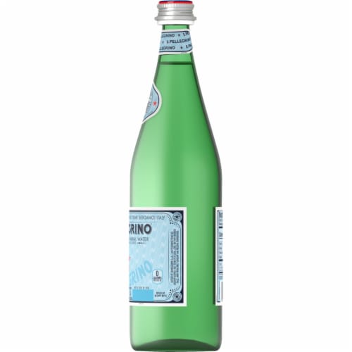 S.Pellegrino Sparkling Natural Mineral Water Glass Bottle Perspective: left