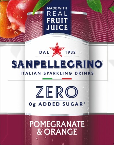 Sanpellegrino® Zero Sugar Pomegranate & Orange Italian Sparkling Drinks Perspective: left