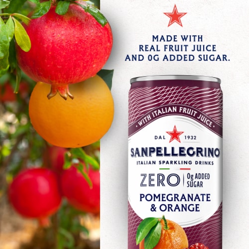 Sanpellegrino Italian Sparkling Drink Zero Sugar Pomegranate and Orange Perspective: left