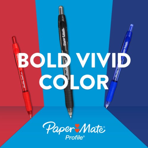 Paper Mate® Gel Pen, Profile Retractable Pen, 0.7mm, Blue, 2 Count Perspective: left