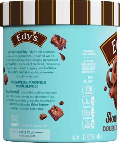 Dreyer's/Edy's™ Slow Churned Double Fudge Brownie Light Ice Cream Tub Perspective: left
