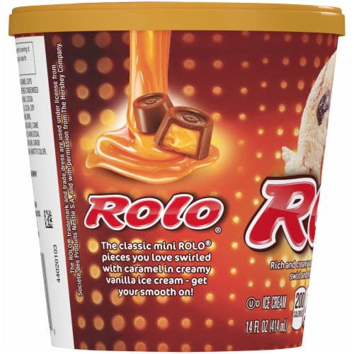 Rolo® Caramel Swirl Vanilla Ice Cream Pint Perspective: left