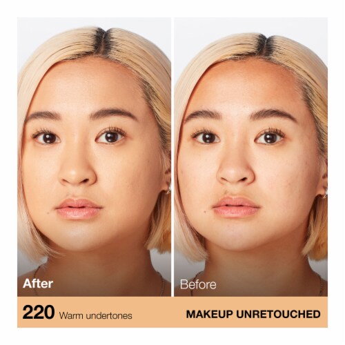 Maybelline Fit Me Dewy + Smooth Liquid Foundation 220 Natural Beige Perspective: left