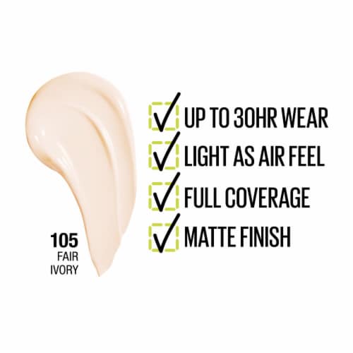 Maybelline Super Stay Liquid Foundation Longwear 105 Fair Ivory Perspective: left