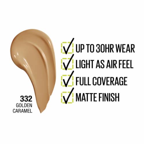 Maybelline Super Stay Liquid Foundation Longwear 332 Golden Caramel Perspective: left