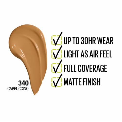 Maybelline Super Stay Liquid Foundation Longwear 340 Cappuccino Perspective: left