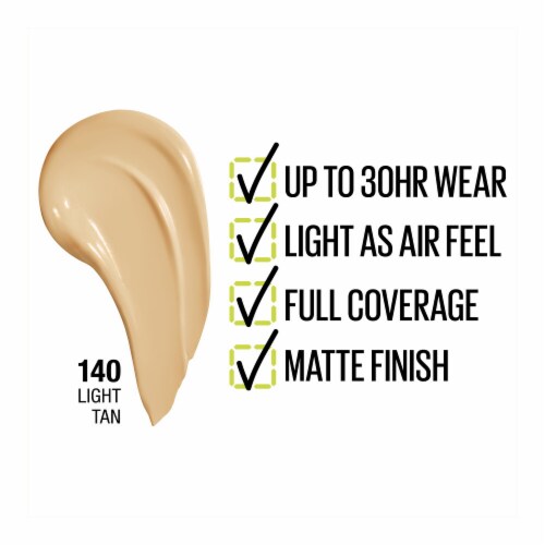Maybelline Super Stay Liquid Foundation Longwear 140 Light Tan Perspective: left