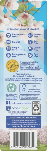 Almond Breeze Dairy Free Shelf Stable Unsweetened Original Almond Milk Half Gallon Perspective: left