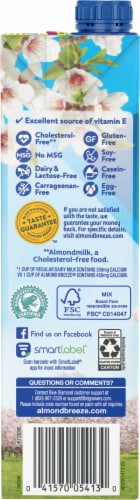 Almond Breeze® Dairy Free Shelf Stable Unsweetened Original Almond Milk Quart Perspective: left