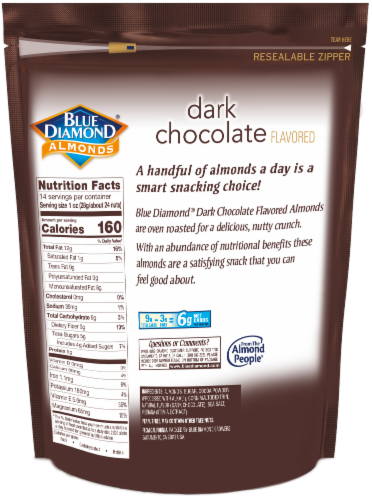 Blue Diamond® Oven Roasted Dark Chocolate Almonds Perspective: left