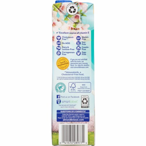 Almond Breeze® Vanilla Unsweetened Almond Coconut Milk Perspective: left