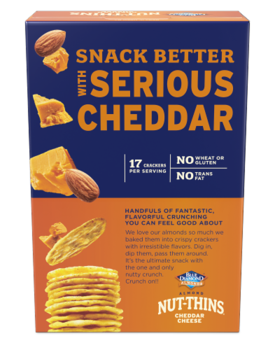 Blue Diamond® Nut-Thins® Cheddar Cheese Almond  Family Size Rice Cracker Snacks Perspective: left