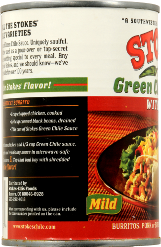 Stokes Green Chile Sauce with Pork Perspective: left