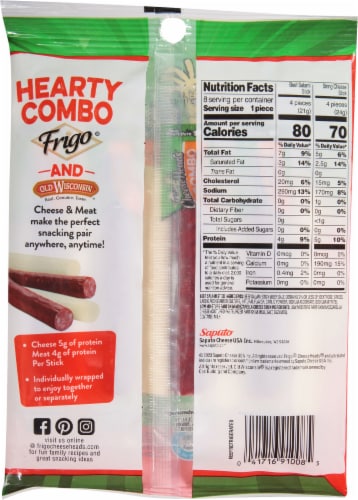 Frigo® Cheese Heads® Low Moisture Part Skim Mozzarella Cheese & Beef Salami Sticks Combo Pack Perspective: left