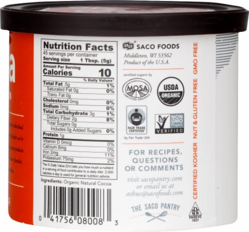 Saco Organic Baking Cocoa Perspective: left