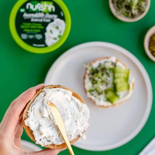 Nurishh Incredible Dairy Chive & Onion Animal Free Cream Cheese Spread Perspective: left