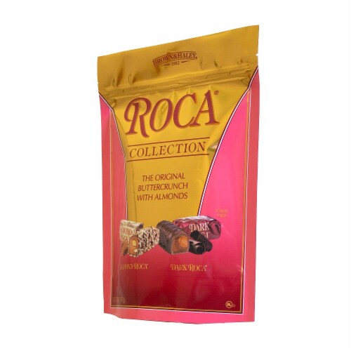 Brown & Haley® Roca® Collection Assorted Buttercrunch Toffee Holiday Candy Bag Perspective: left